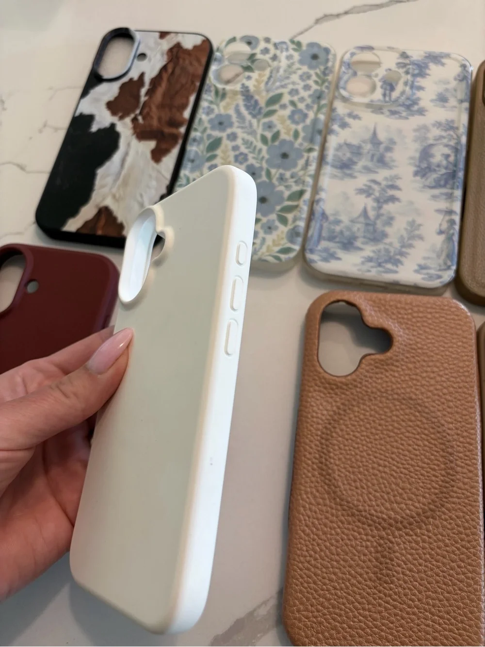 SET OF 8 iPhone 16 Cases - Brown, Beige, White, Floral, Xmas Red, Gold Design